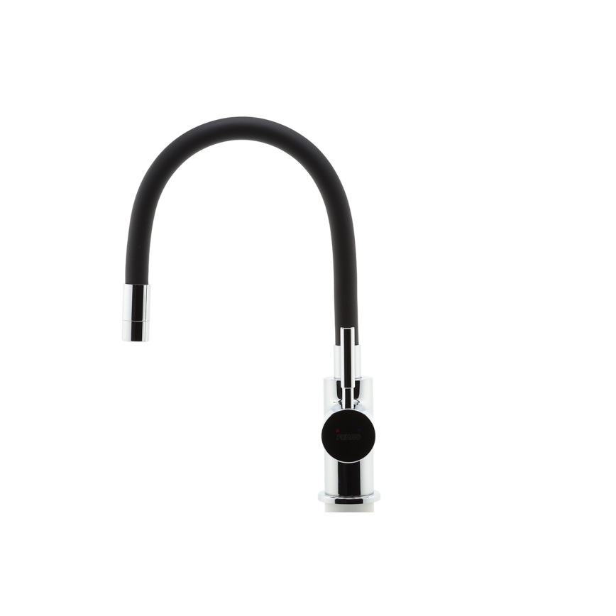 FERRO - Sink tap with flexible arm shiny chrome/matte black