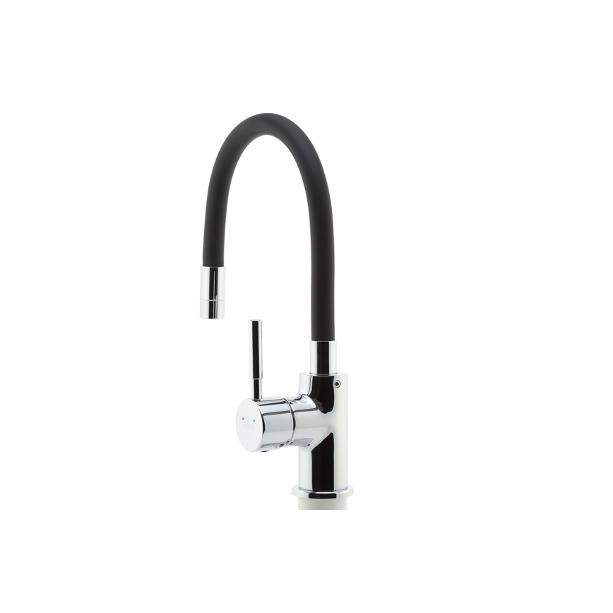 FERRO - Sink tap with flexible arm shiny chrome/matte black