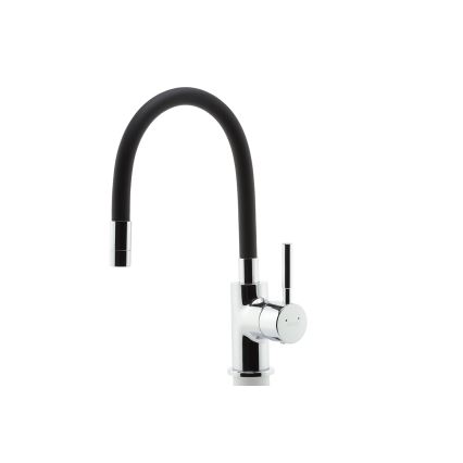 FERRO - Sink tap with flexible arm shiny chrome/matte black