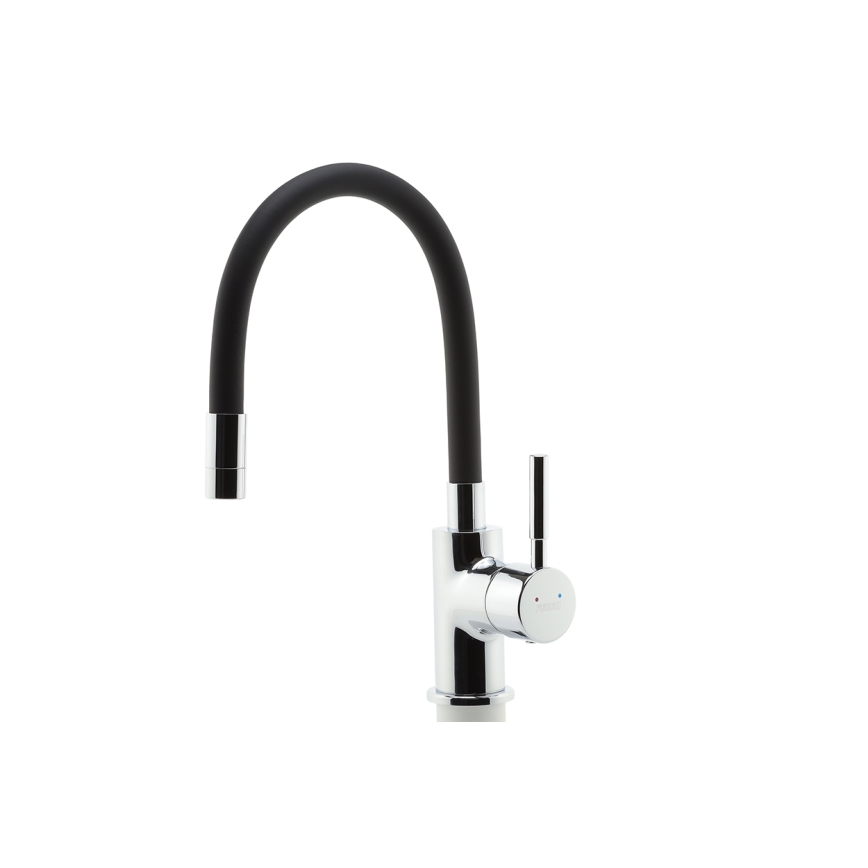 FERRO - Sink tap with flexible arm shiny chrome/matte black