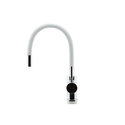 FERRO - Sink tap with flexible arm shiny chrome/white