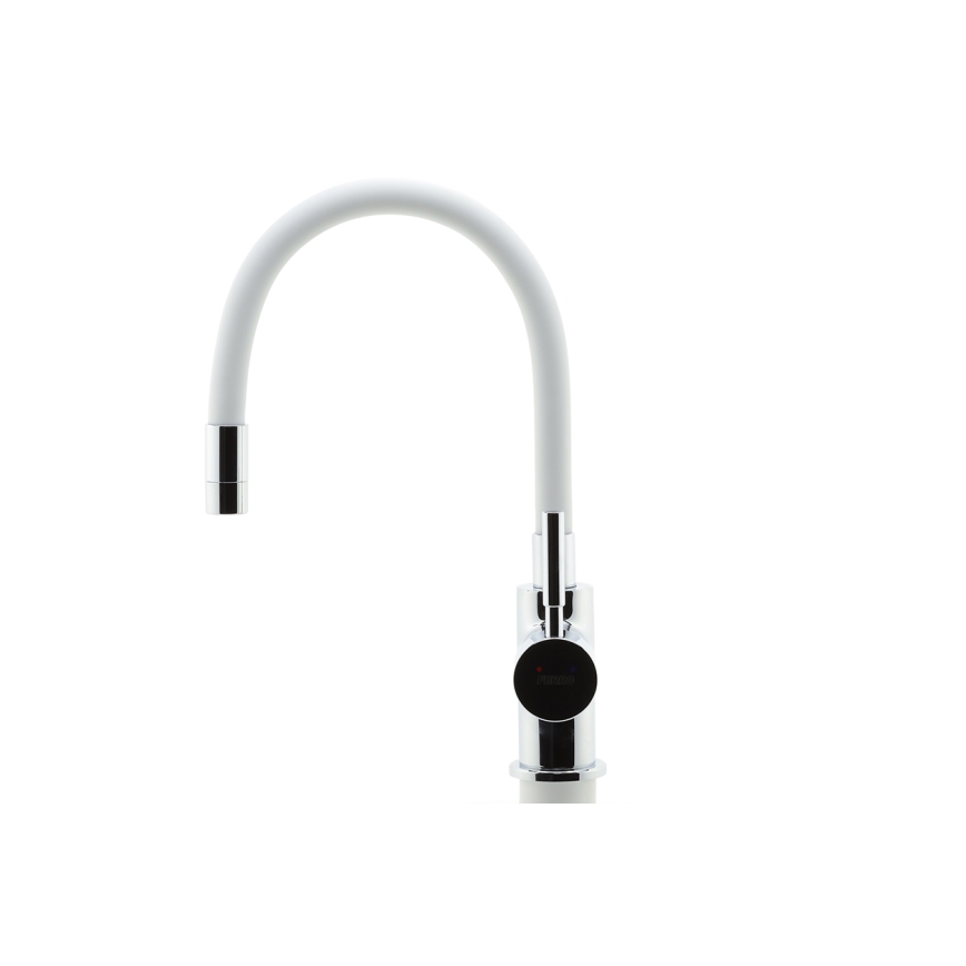 FERRO - Sink tap with flexible arm shiny chrome/white