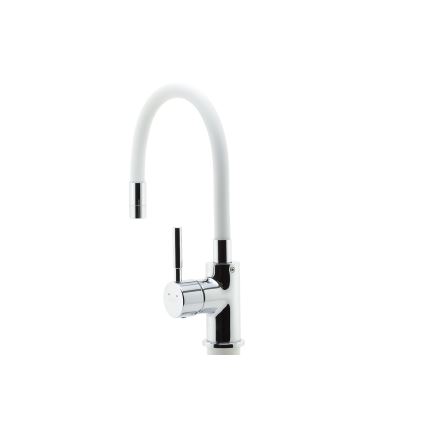 FERRO - Sink tap with flexible arm shiny chrome/white