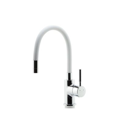 FERRO - Sink tap with flexible arm shiny chrome/white