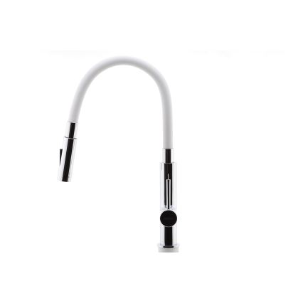 FERRO - Sink tap with flexible arm shiny chrome/white