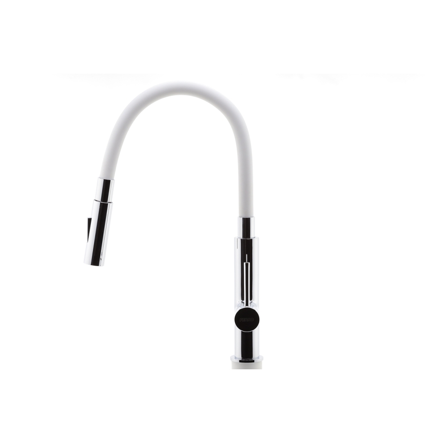 FERRO - Sink tap with flexible arm shiny chrome/white