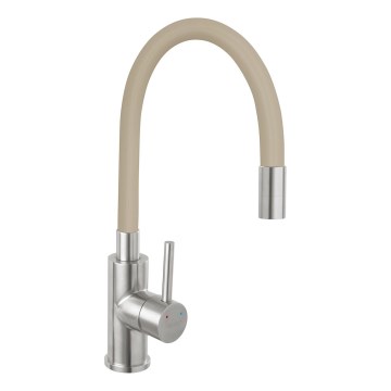 FERRO - Sink tap with flexible arm stainless steel/beige