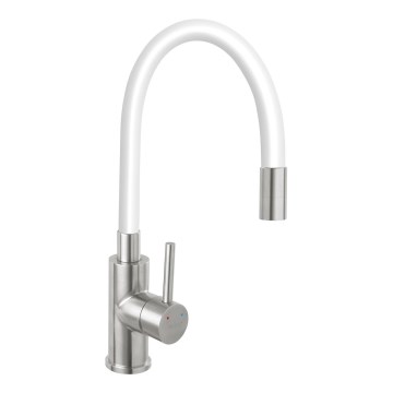 FERRO - Sink tap with flexible arm stainless steel/white