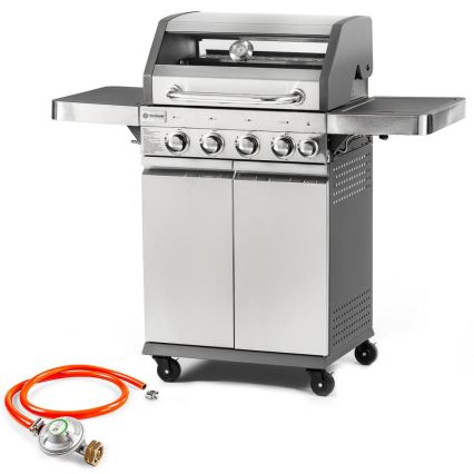 Fieldmann - 5-Burner Gas Grill, Matte Chrome Finish