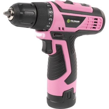 Fieldmann - Cordless Drill 12V, 1500 mAh, Pink/Black