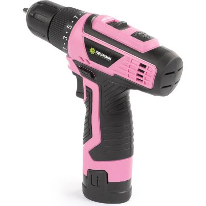 Fieldmann - Cordless Drill 12V, 1500 mAh, Pink/Black