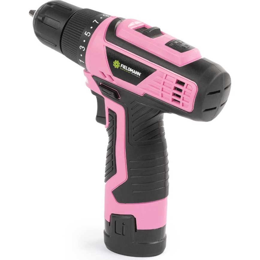 Fieldmann - Cordless Drill 12V, 1500 mAh, Pink/Black