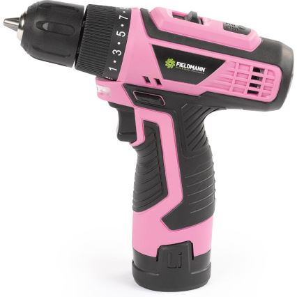 Fieldmann - Cordless Drill 12V, 1500 mAh, Pink/Black