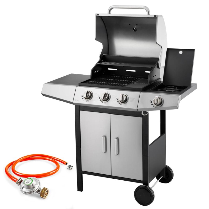 Fieldmann - Gas grill 4x burner matte chrome/black