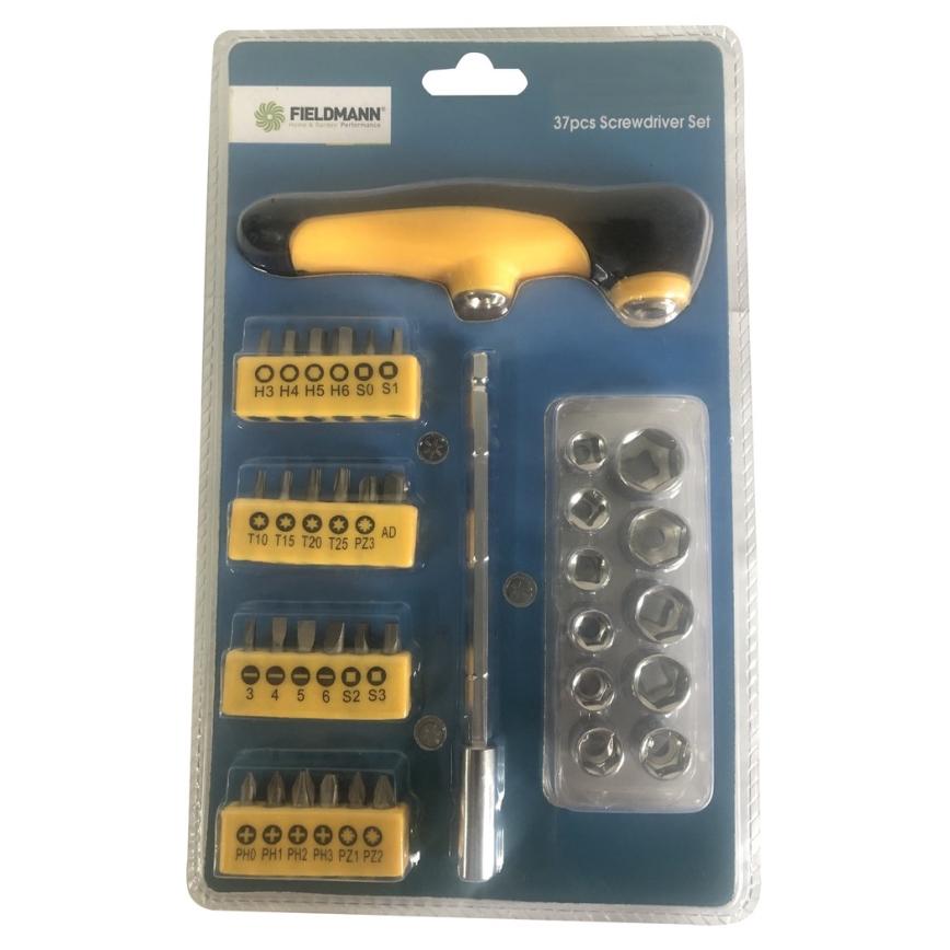 Fieldmann - T-screwdriver with bits and heads 37 pcs