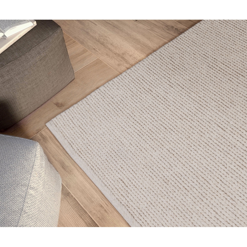 FIR WOOL Rug 120x170 cm 2600 g/m2 Cream/Natural