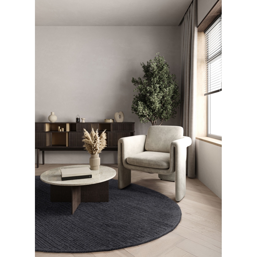 FIR WOOL Rug, 160 cm, 2600 g/m2, Anthracite/Natural