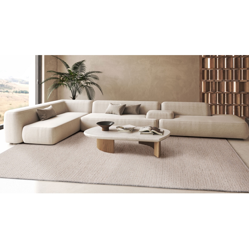 FIR WOOL Rug 160x230 cm, 2600 g/m2, Cream/Natural
