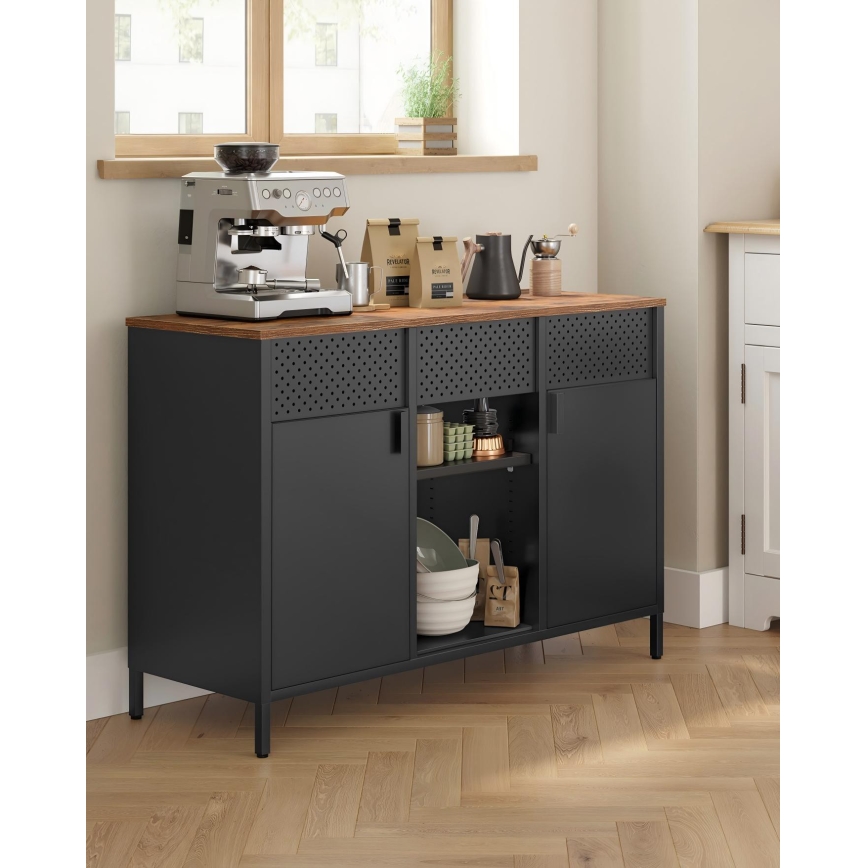 FIRA Chest of Drawers 110 x 40 cm Black/Brown
