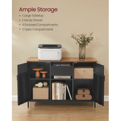 FIRA Chest of Drawers 110 x 40 cm Black/Brown