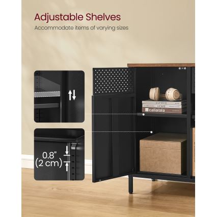 FIRA Chest of Drawers 110 x 40 cm Black/Brown