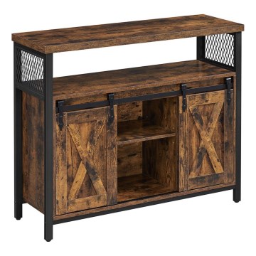 FIRA Sliding-Door Sideboard, Brown/Black