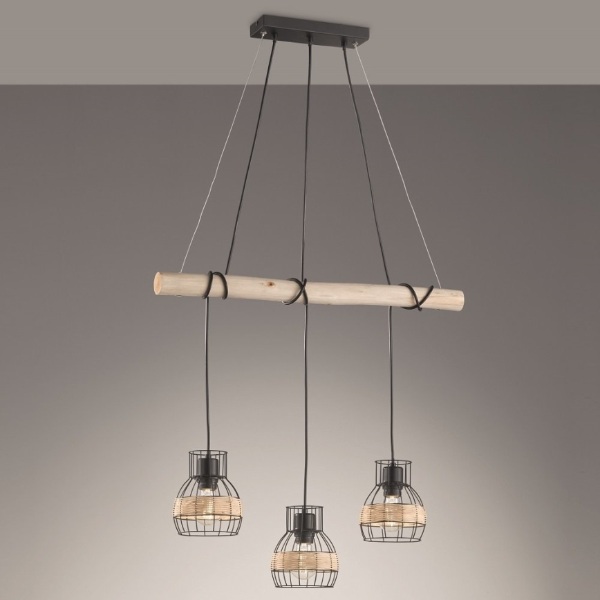 Fischer & Honsel 60798 - Chandelier on a string STRAW 3xE27/40W/230V