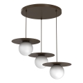 FLAT 3-Light Pendant on Cable, 3x E27 / 15W / 230V, Brown