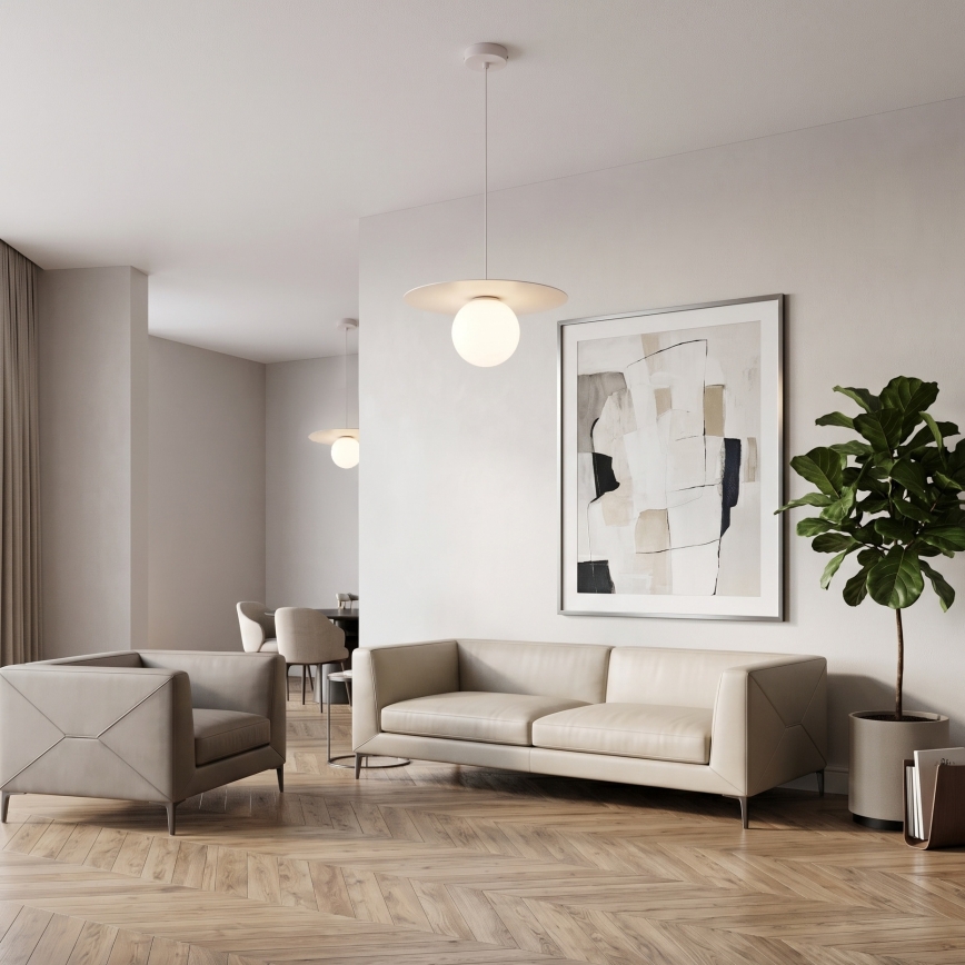 FLAT cable-hung pendant light 1xE27/15W/230V beige
