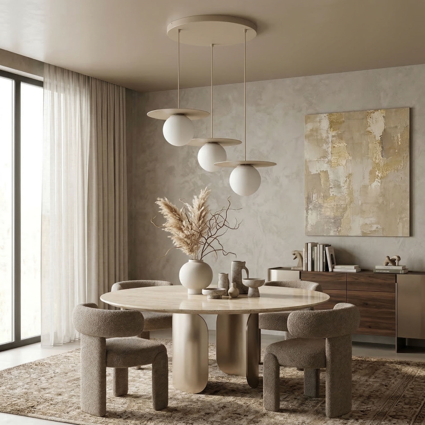 FLAT cable pendant 3xE27/15W/230V, beige