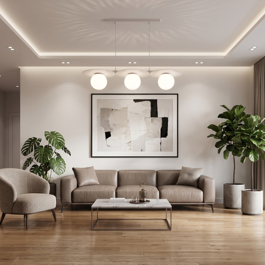 FLAT Cable Pendant Light 3x E27/15W/230V, Cream
