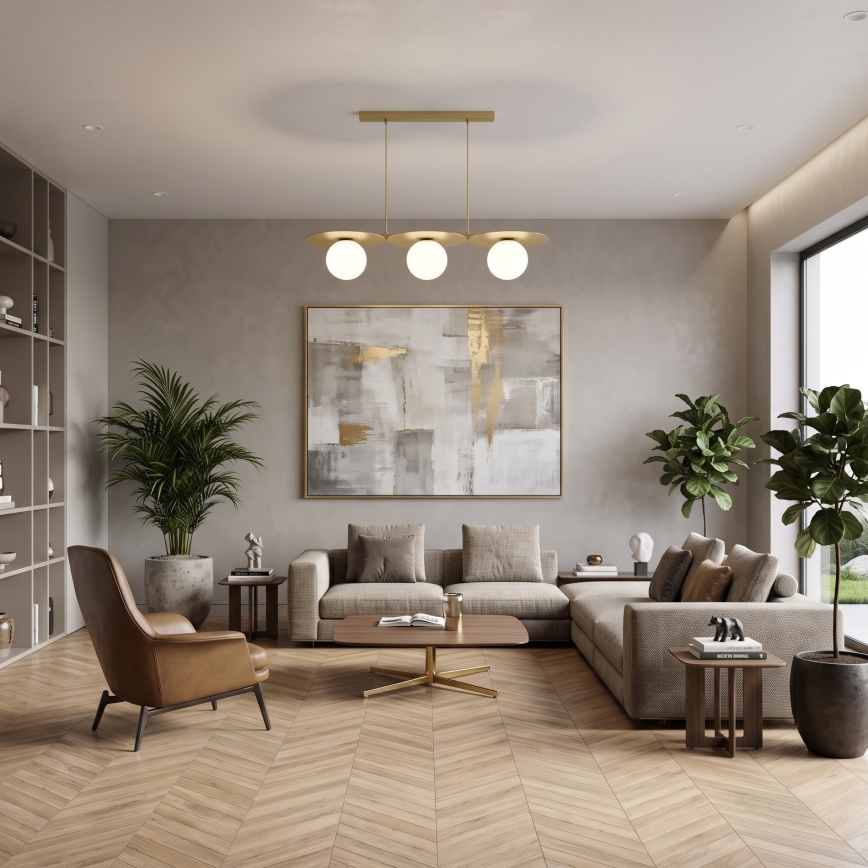 FLAT Cable Pendant Light, 3× E27 / 15W / 230V — Gold