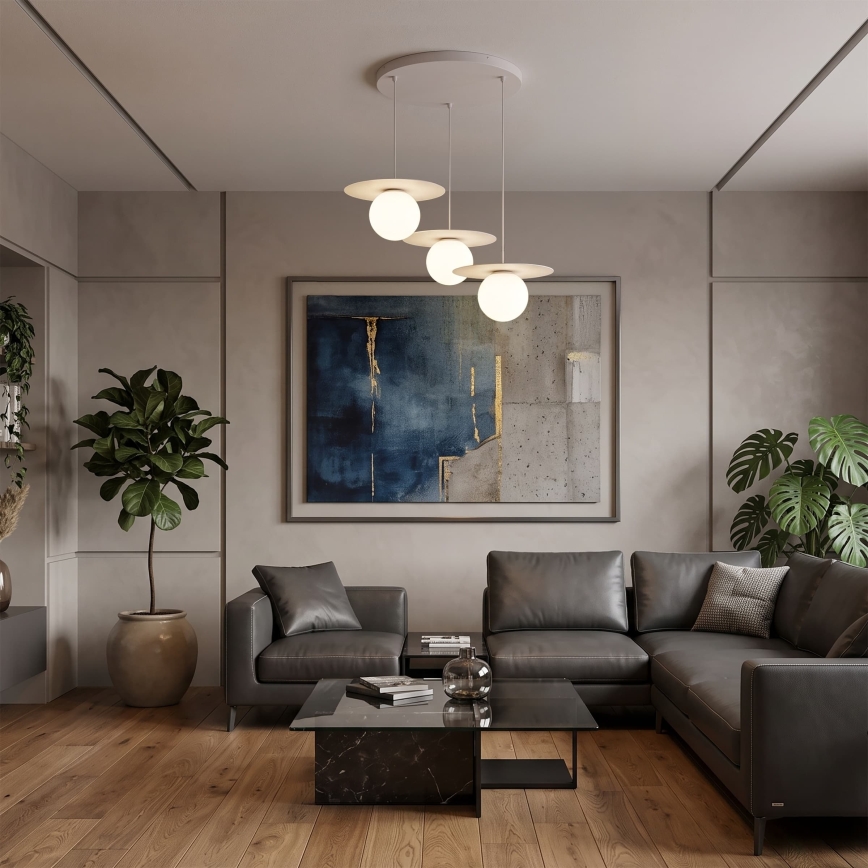 FLAT cable-suspended pendant 3xE27/15W/230V, cream