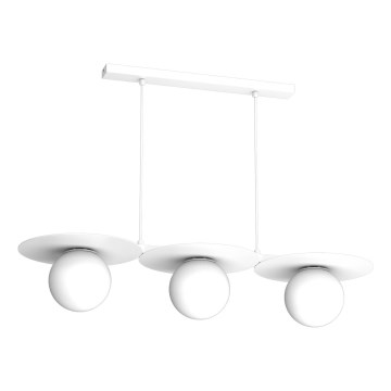 FLAT cable-suspended pendant light, 3xE27/15W/230V, white