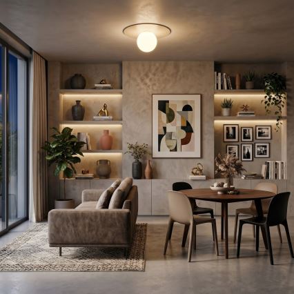 FLAT Ceiling Light 1xE27/15W/230V Ø 35 cm Beige