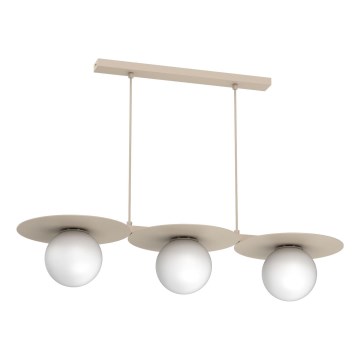 FLAT Pendant Light on Cable, 3xE27/15W/230V, Beige