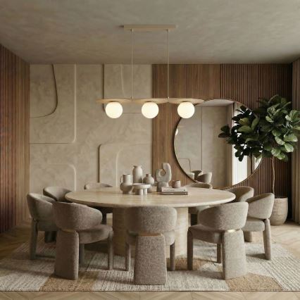 FLAT Pendant Light on Cable, 3xE27/15W/230V, Beige