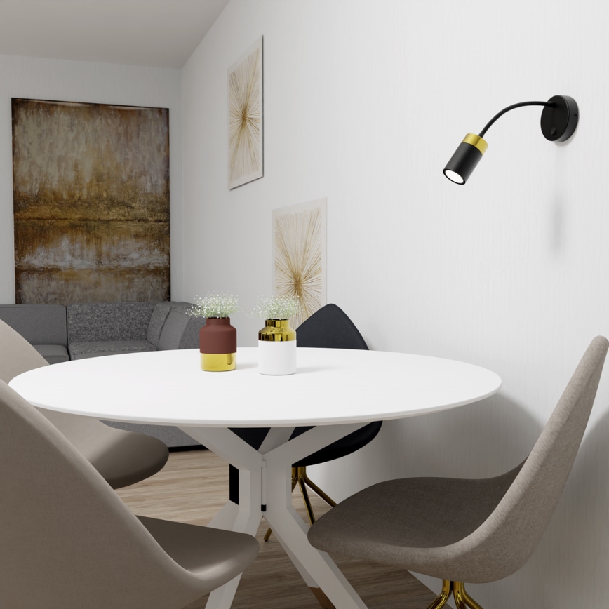Flexible small lamp JOKER 1xGU10/8W/230V black/gold
