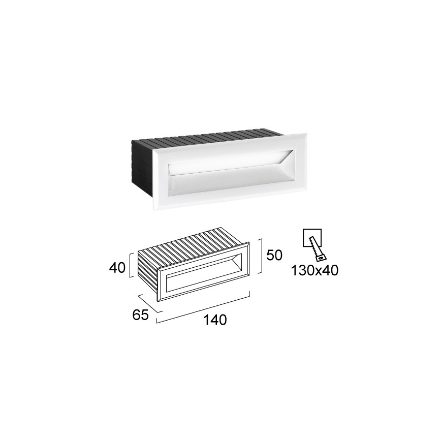 FLIK Outdoor Recessed LED Light, 3W, 230V, IP65, White