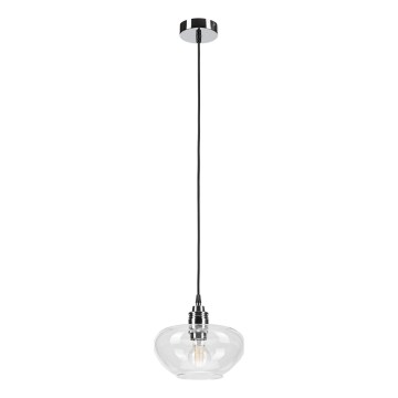 FLO cable-hung pendant 1xE27/15W/230V polished chrome/clear