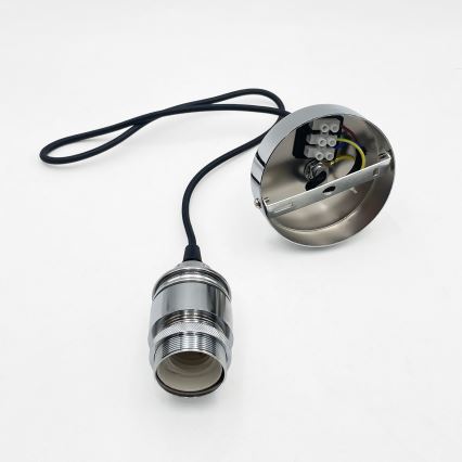 FLO cable-hung pendant 1xE27/15W/230V polished chrome/clear