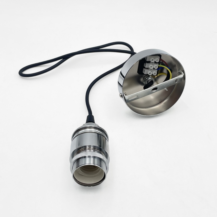 FLO cable-hung pendant 1xE27/15W/230V polished chrome/clear