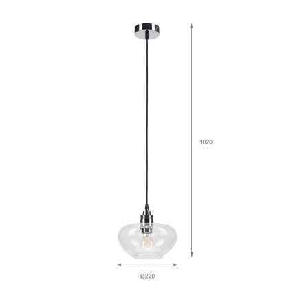 FLO cable-hung pendant 1xE27/15W/230V polished chrome/clear