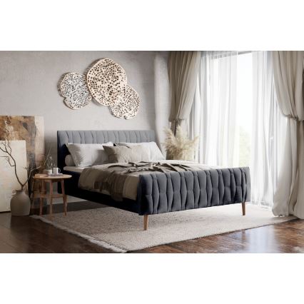 FLORA Upholstered Bed Frame 180x200 cm, Grey (mattress not included)