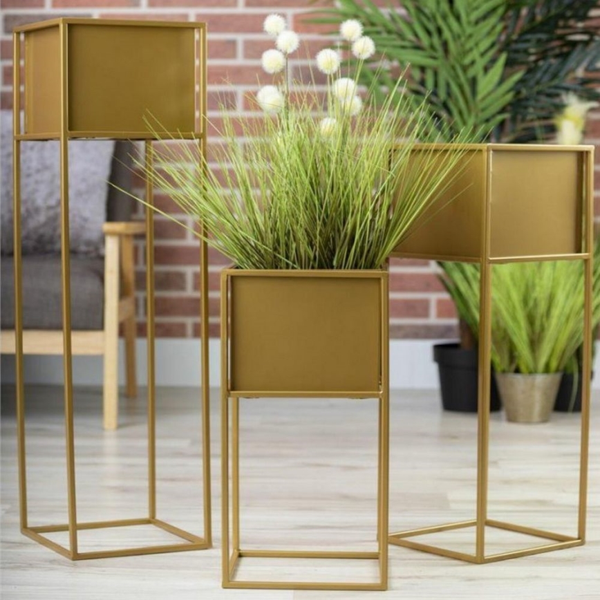 Flower stand 90x24 cm gold