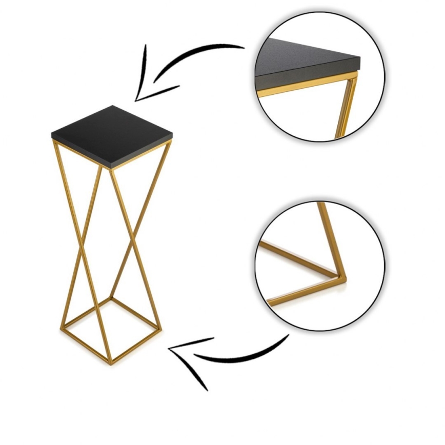 Flower stand LOFT 70x24 cm gold/black