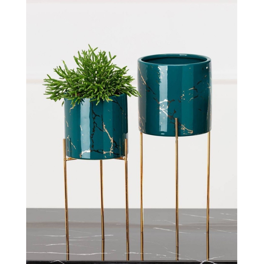 Flower stand NILA 32,5x13 cm green/gold