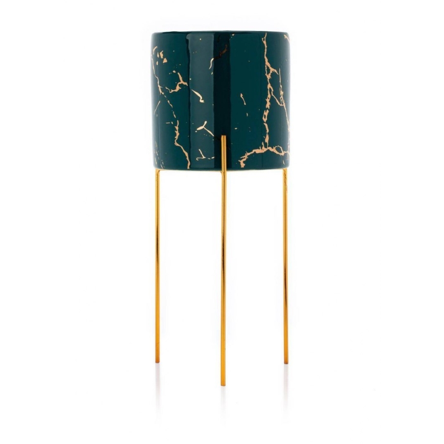 Flower stand NILA 32,5x13 cm green/gold