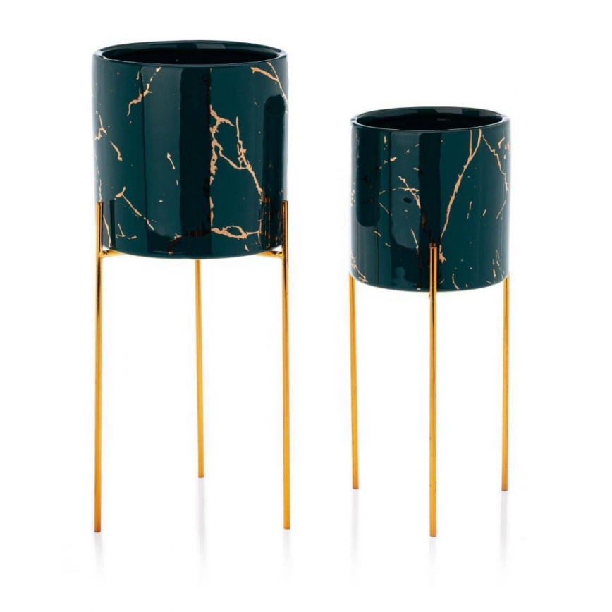 Flower stand NILA 32,5x13 cm green/gold
