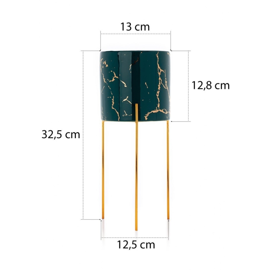 Flower stand NILA 32,5x13 cm green/gold
